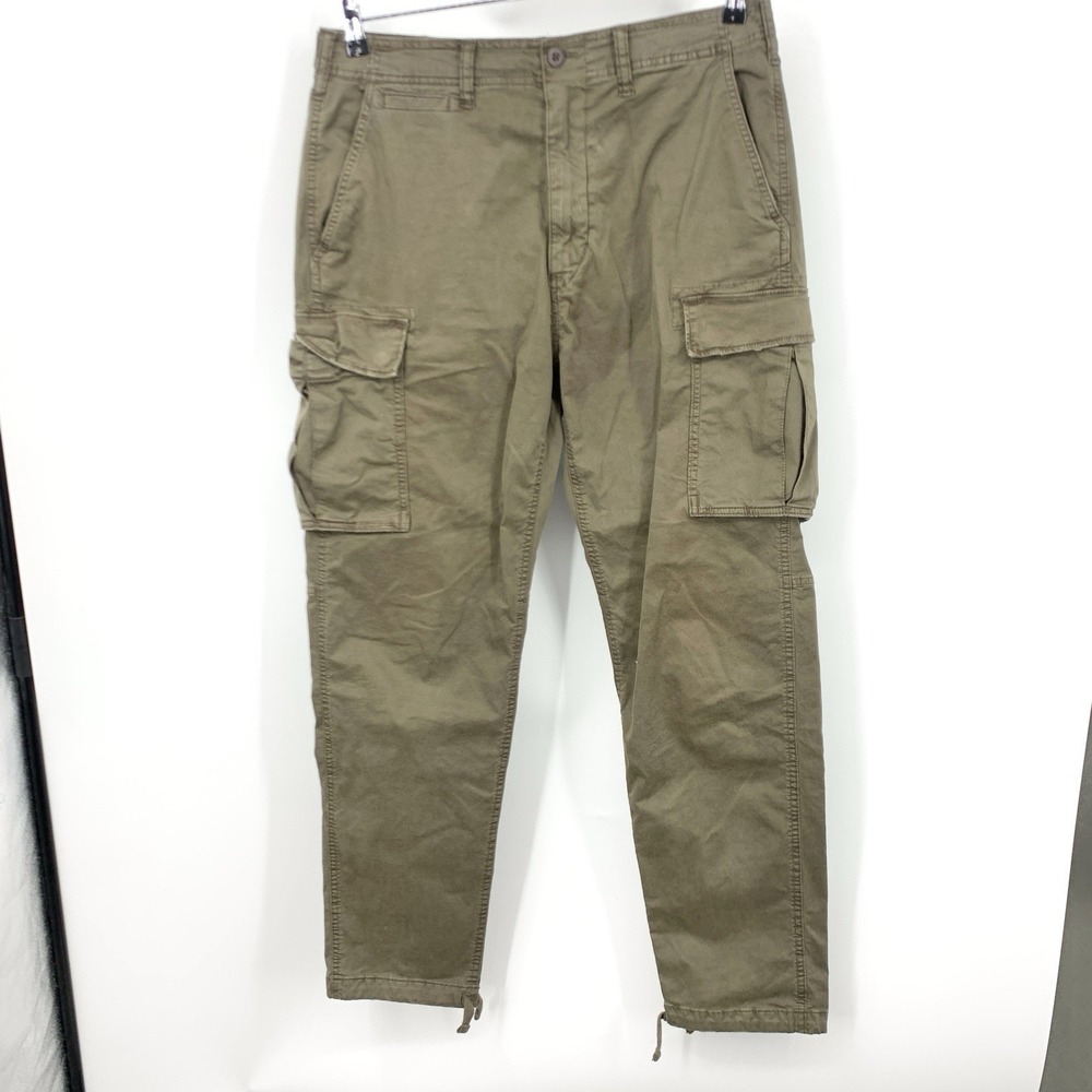 American Eagle Men Size 32 x 34 Pants Brown Cargo Khakis Chinos Flex Straight